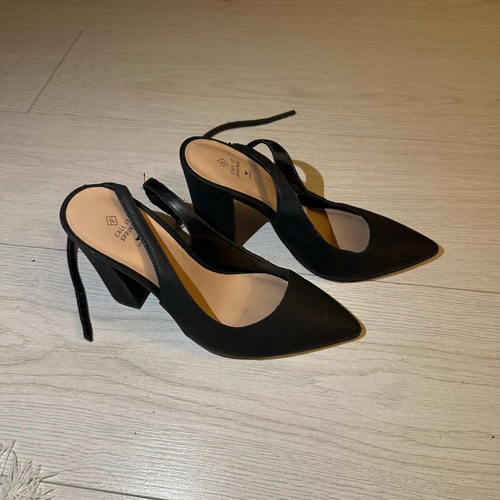 Call it spring black pointy heels